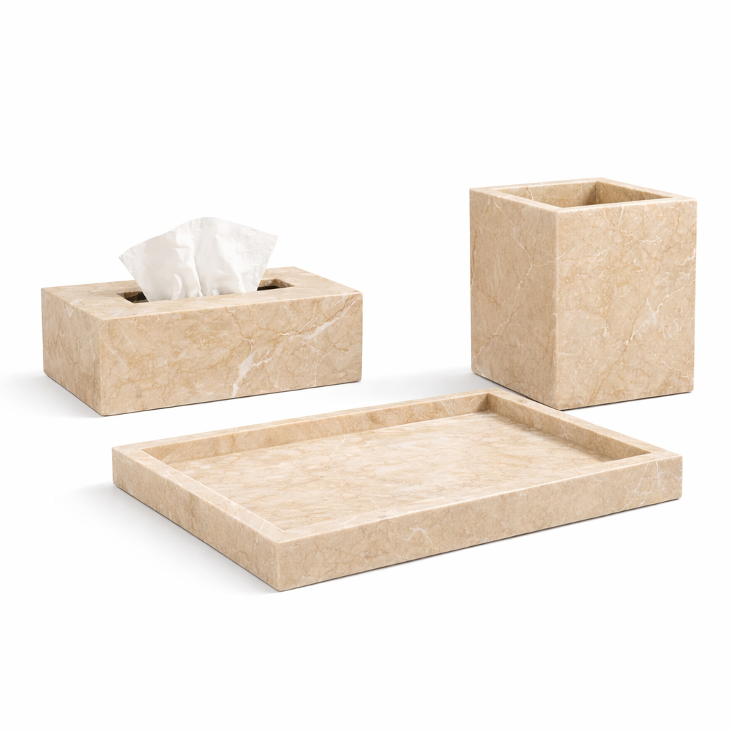 Marble Bathroom Set | Beige