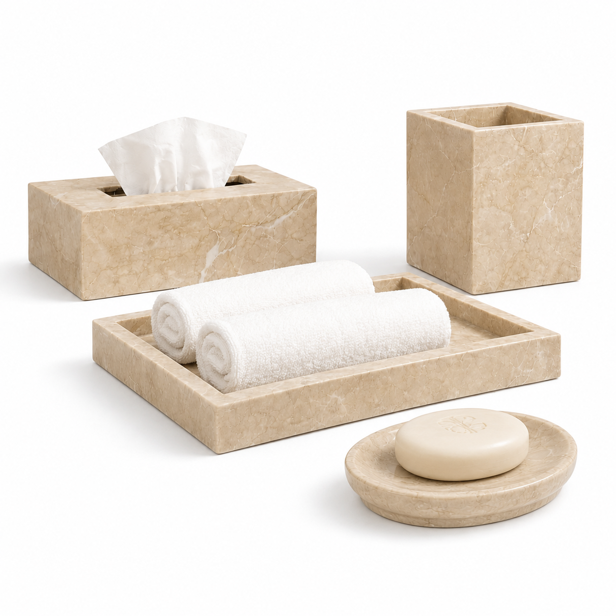 Marble Bathroom Set | Beige