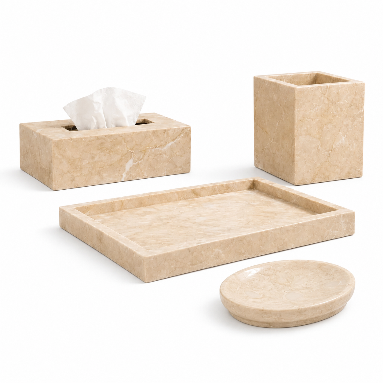 Marble Bathroom Set | Beige