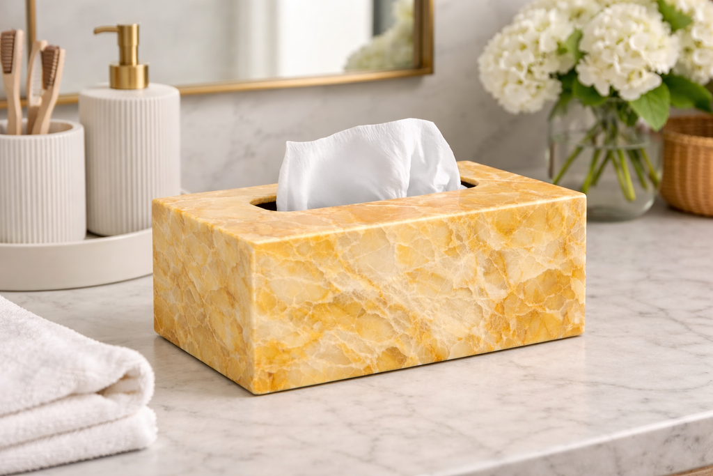 Tissue Box - Gold Onyx