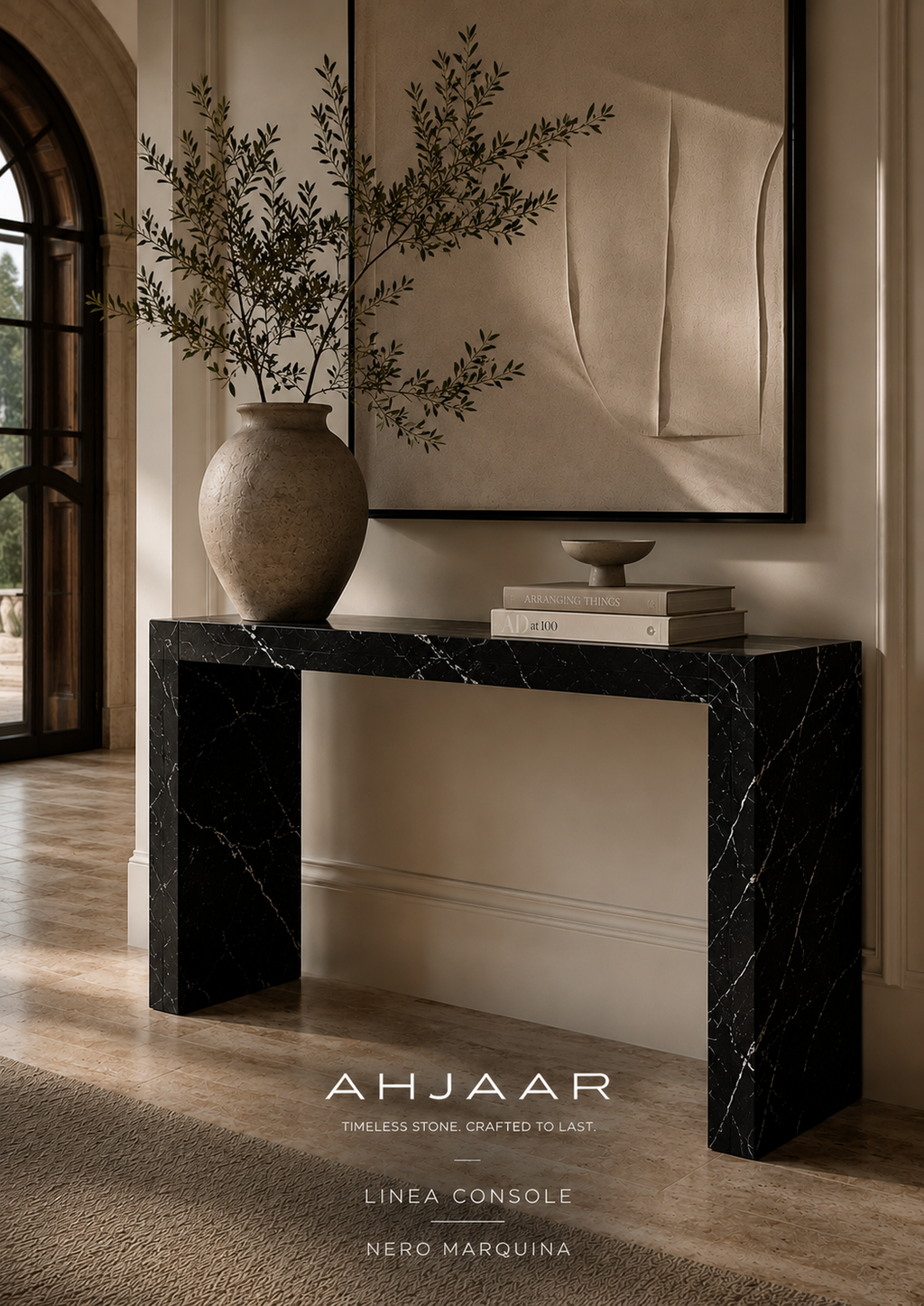 Linea Console Nero Marquina lifestyle