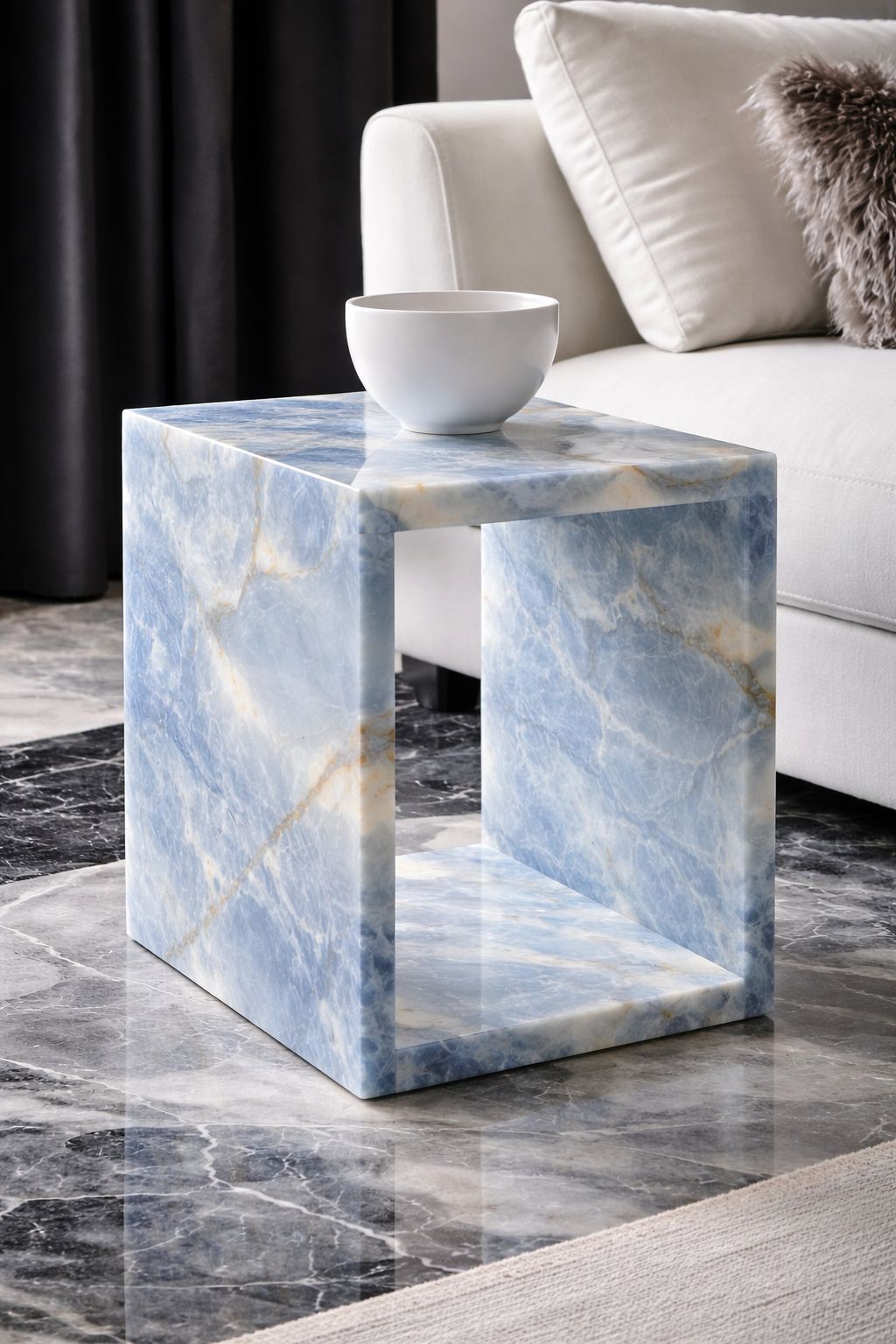 Quadris Side Table - Blue Onyx